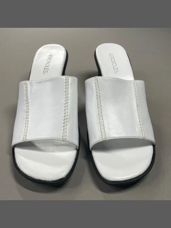 NEW Aerosoles Shoes Womens 9.5 white black leather local time heels cocktail - Picture 3 of 12